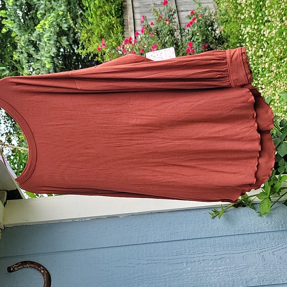 NWT, FREE PEOPLE COWBOY MED TOP in Rust color - Picture 7 of 14